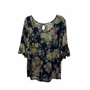 Stem and Vine Navy Blue Floral Tunic